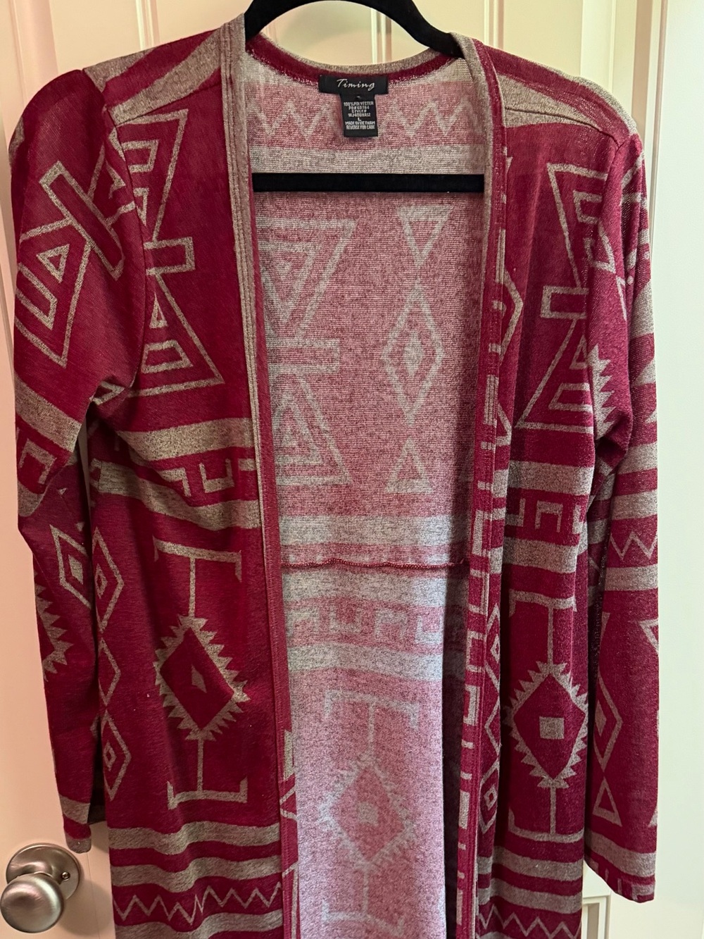 Timing Marled Burgundy and Taupe Knit Sweater Top